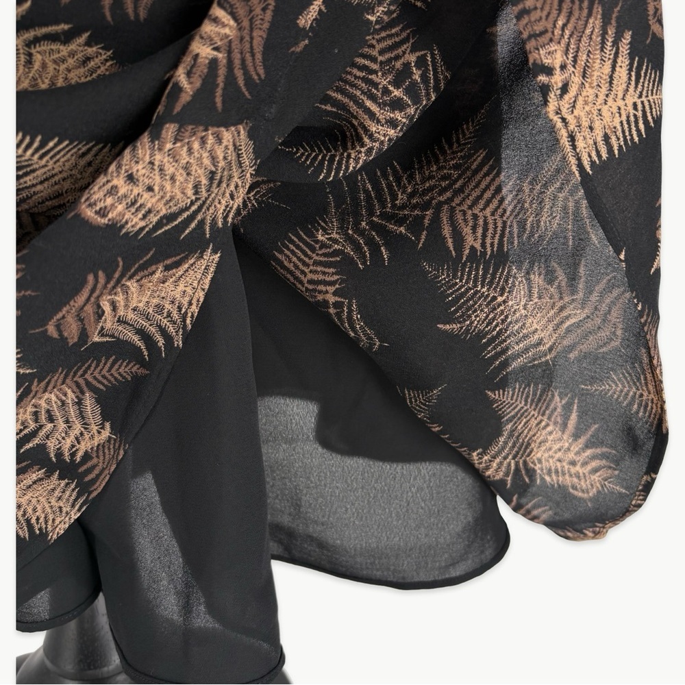 Vintage Calvin Klein Silk Maxi Skirt Bias Cut 90s Minimalist Size 4 Black Tan - Picture 13 of 16